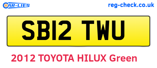 SB12TWU are the vehicle registration plates.