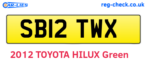 SB12TWX are the vehicle registration plates.