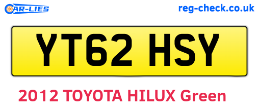YT62HSY are the vehicle registration plates.