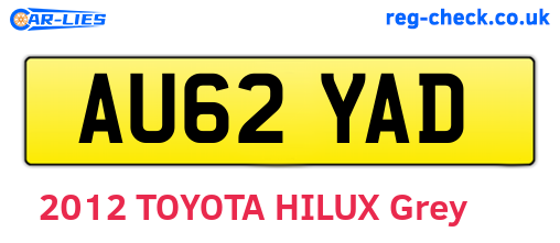 AU62YAD are the vehicle registration plates.