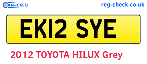 EK12SYE are the vehicle registration plates.