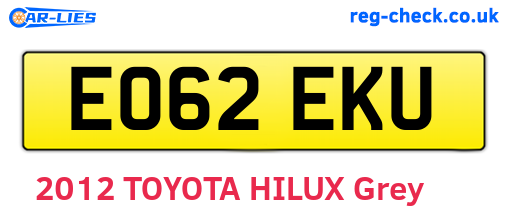 EO62EKU are the vehicle registration plates.