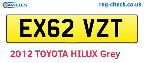 EX62VZT are the vehicle registration plates.