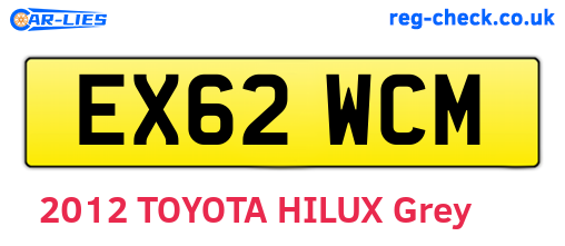 EX62WCM are the vehicle registration plates.
