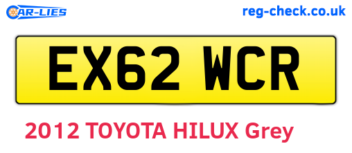 EX62WCR are the vehicle registration plates.