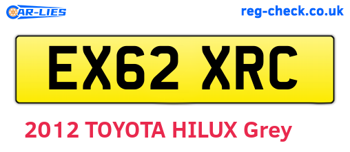 EX62XRC are the vehicle registration plates.