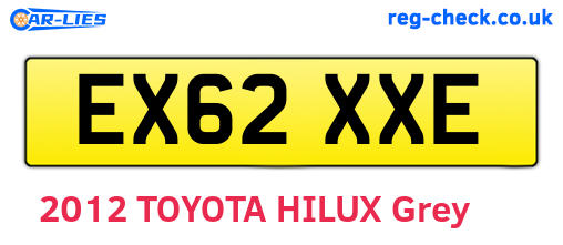 EX62XXE are the vehicle registration plates.
