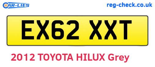 EX62XXT are the vehicle registration plates.