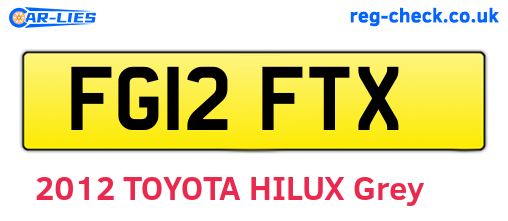 FG12FTX are the vehicle registration plates.