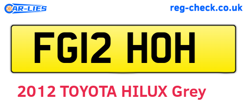 FG12HOH are the vehicle registration plates.