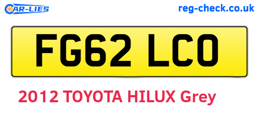 FG62LCO are the vehicle registration plates.