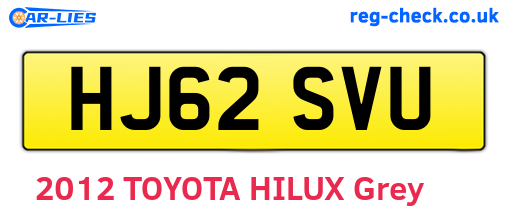 HJ62SVU are the vehicle registration plates.