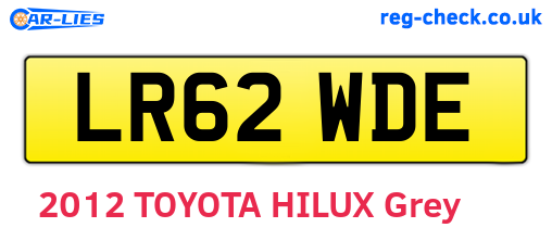 LR62WDE are the vehicle registration plates.
