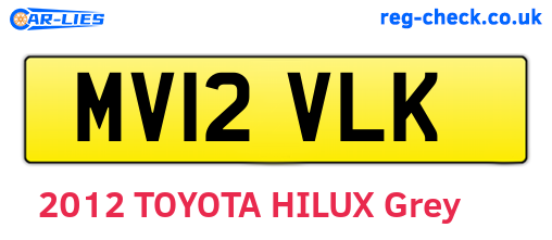 MV12VLK are the vehicle registration plates.