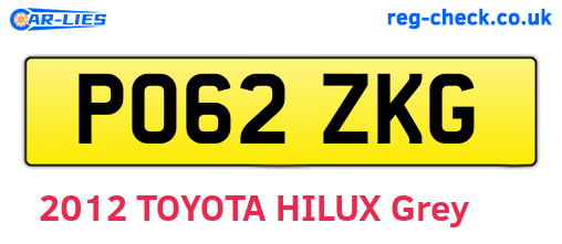 PO62ZKG are the vehicle registration plates.