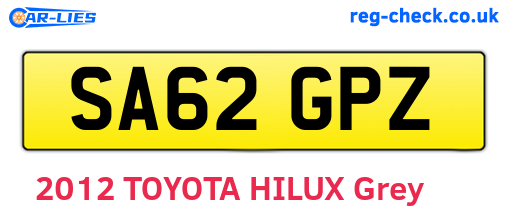 SA62GPZ are the vehicle registration plates.