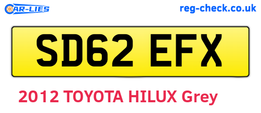 SD62EFX are the vehicle registration plates.