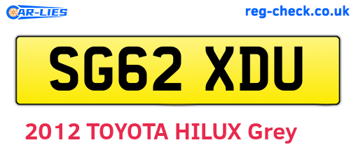 SG62XDU are the vehicle registration plates.