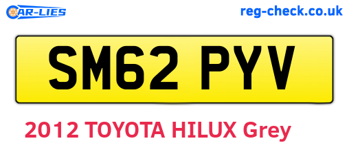 SM62PYV are the vehicle registration plates.