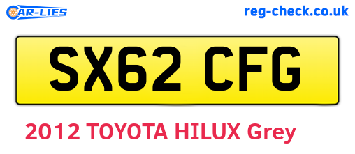 SX62CFG are the vehicle registration plates.
