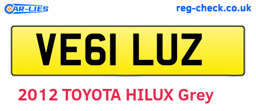 VE61LUZ are the vehicle registration plates.