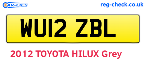 WU12ZBL are the vehicle registration plates.