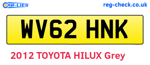 WV62HNK are the vehicle registration plates.