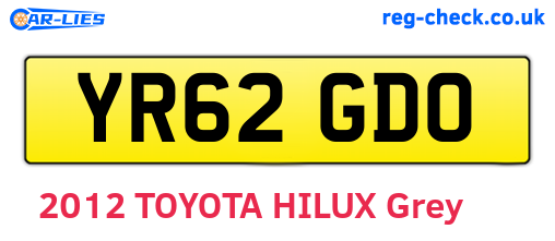 YR62GDO are the vehicle registration plates.