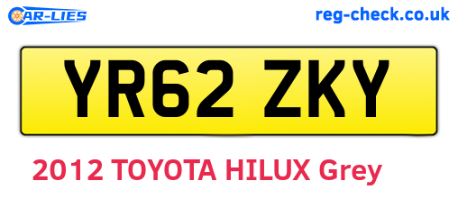 YR62ZKY are the vehicle registration plates.