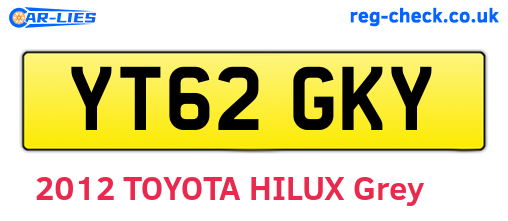 YT62GKY are the vehicle registration plates.