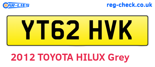 YT62HVK are the vehicle registration plates.