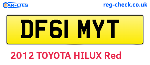 DF61MYT are the vehicle registration plates.