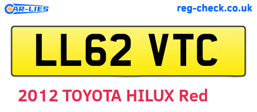 LL62VTC are the vehicle registration plates.