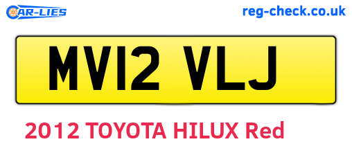 MV12VLJ are the vehicle registration plates.