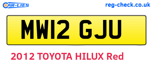 MW12GJU are the vehicle registration plates.