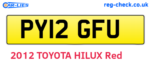 PY12GFU are the vehicle registration plates.