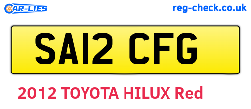 SA12CFG are the vehicle registration plates.