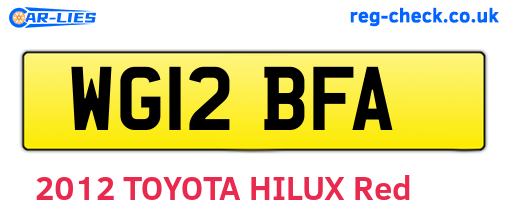 WG12BFA are the vehicle registration plates.