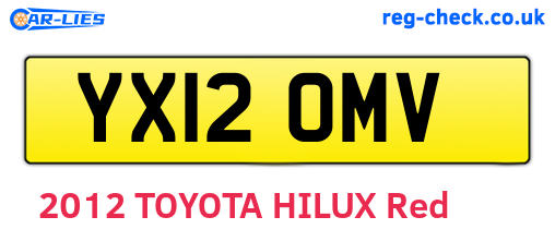 YX12OMV are the vehicle registration plates.