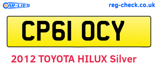 CP61OCY are the vehicle registration plates.