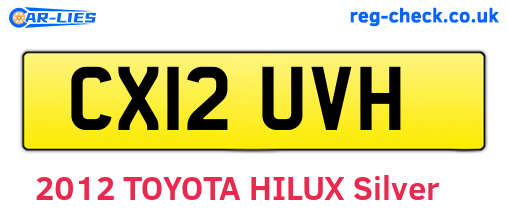 CX12UVH are the vehicle registration plates.