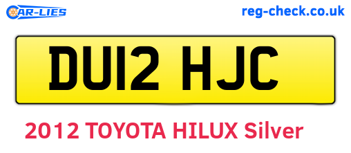 DU12HJC are the vehicle registration plates.