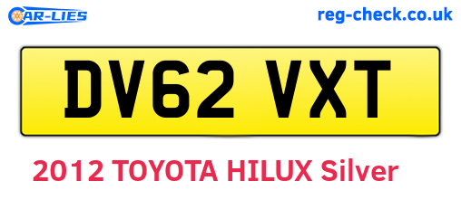 DV62VXT are the vehicle registration plates.