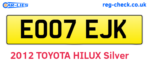 EO07EJK are the vehicle registration plates.