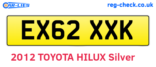 EX62XXK are the vehicle registration plates.