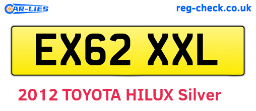 EX62XXL are the vehicle registration plates.