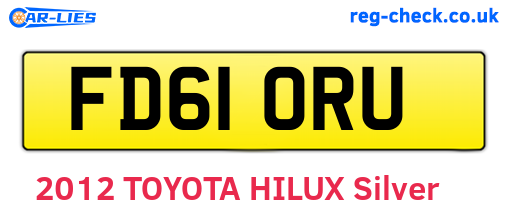 FD61ORU are the vehicle registration plates.