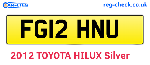 FG12HNU are the vehicle registration plates.