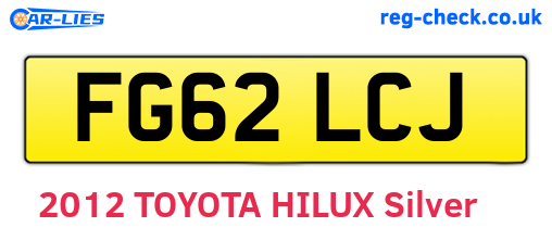 FG62LCJ are the vehicle registration plates.