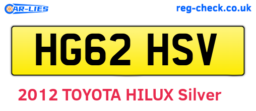 HG62HSV are the vehicle registration plates.